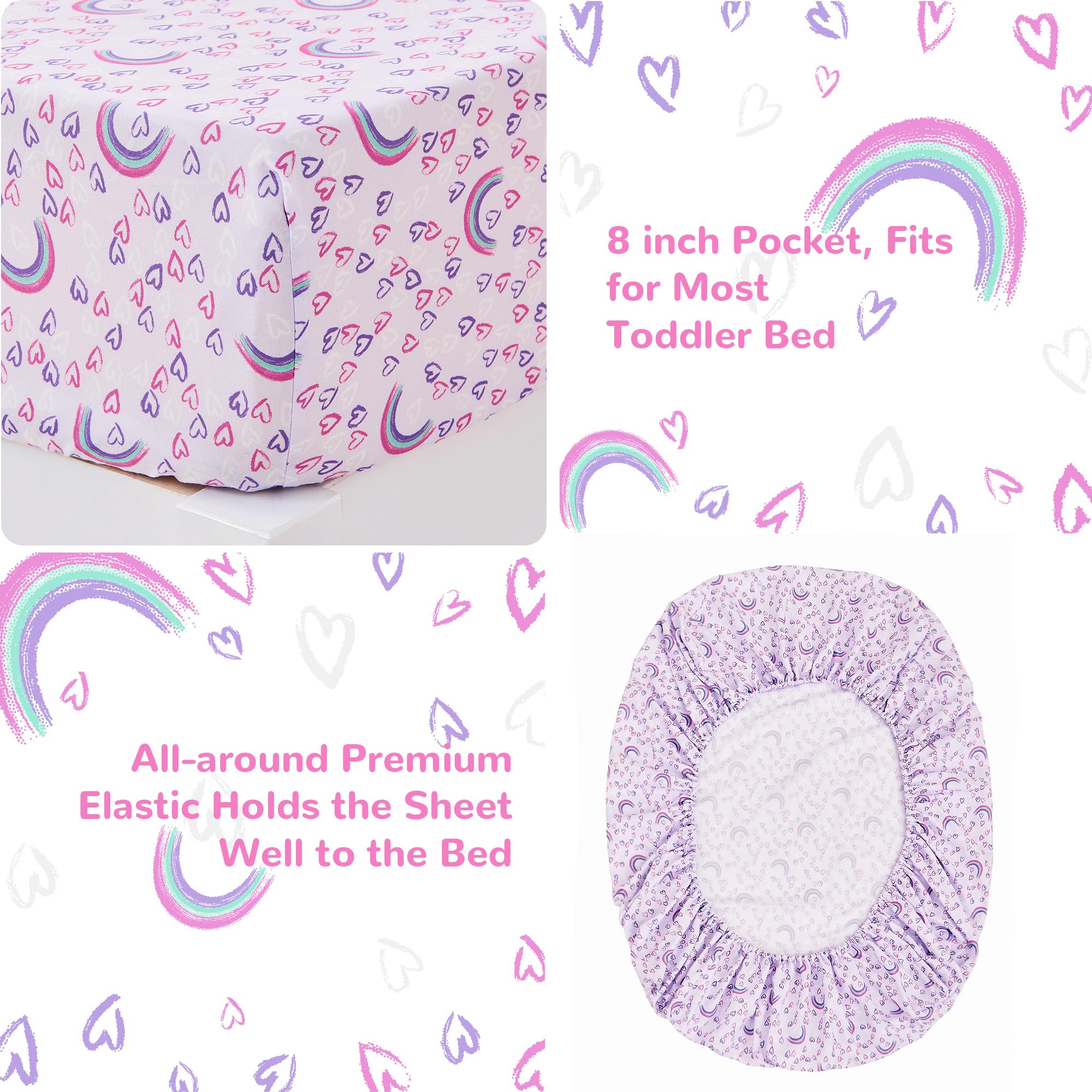 lasoftan toddler fitted sheet 28x52 close-up shows snug fit and soft microfiber touch.
