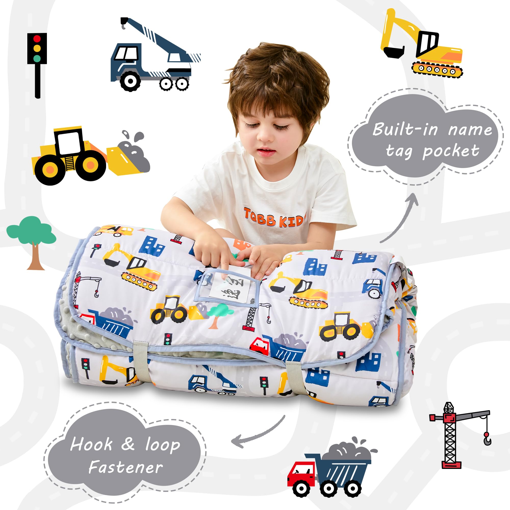 Lasoftan Toddler Nap Mat Blanket Detail showcases warm fleece layer for cozy rest.