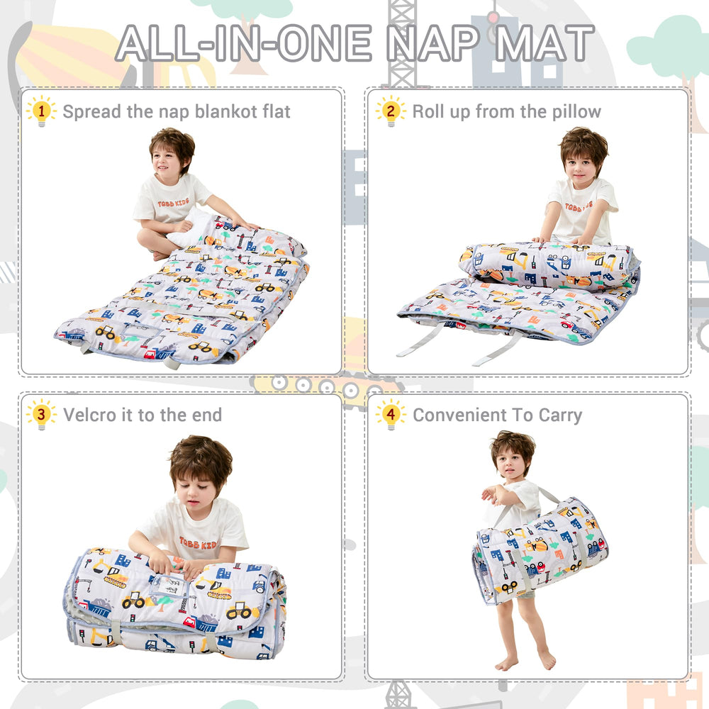 Lasoftan Nap Mat in Use shows kid comfortably resting during travel or nap time.