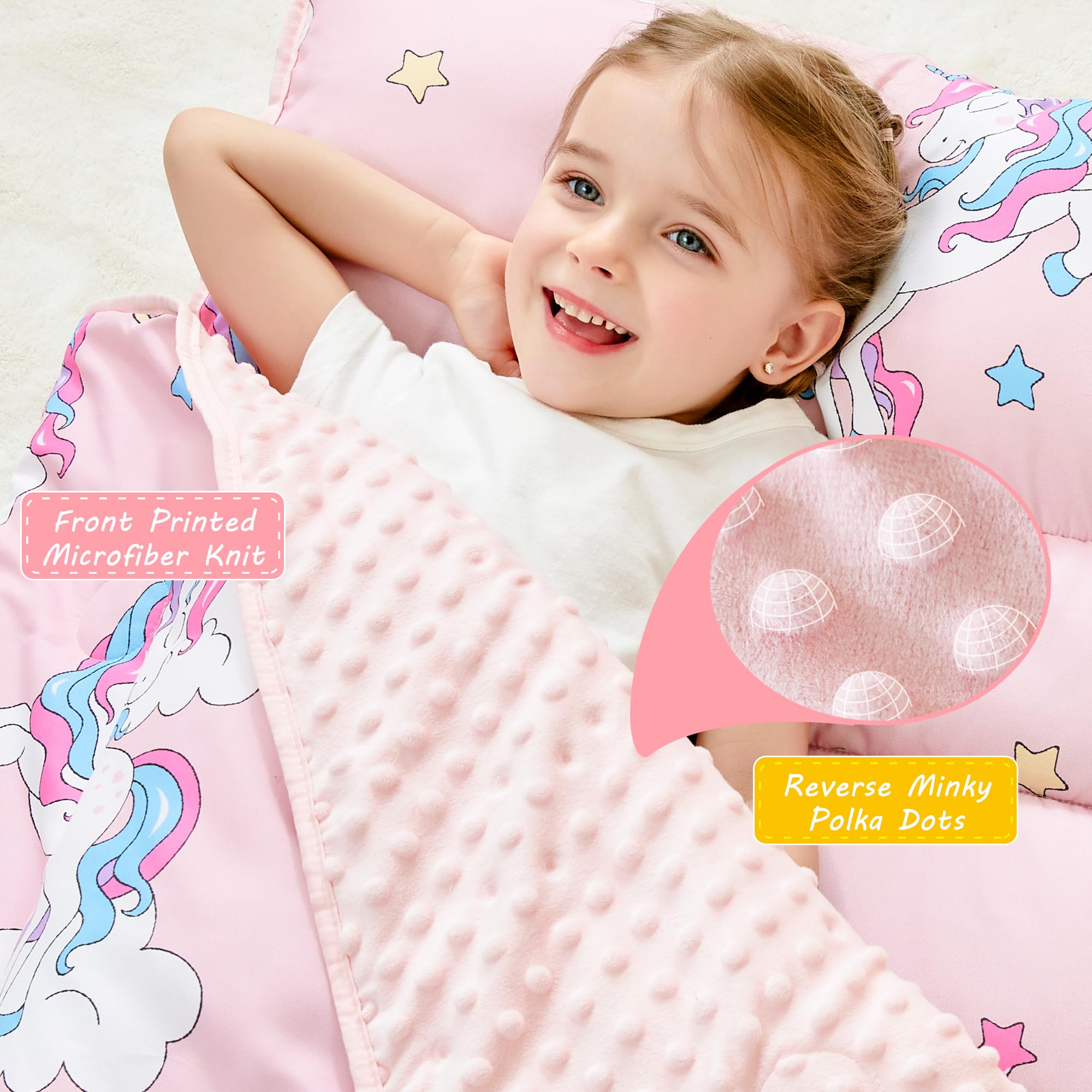 Lasoftan toddler nap mat opened layout showing roomy nap surface.