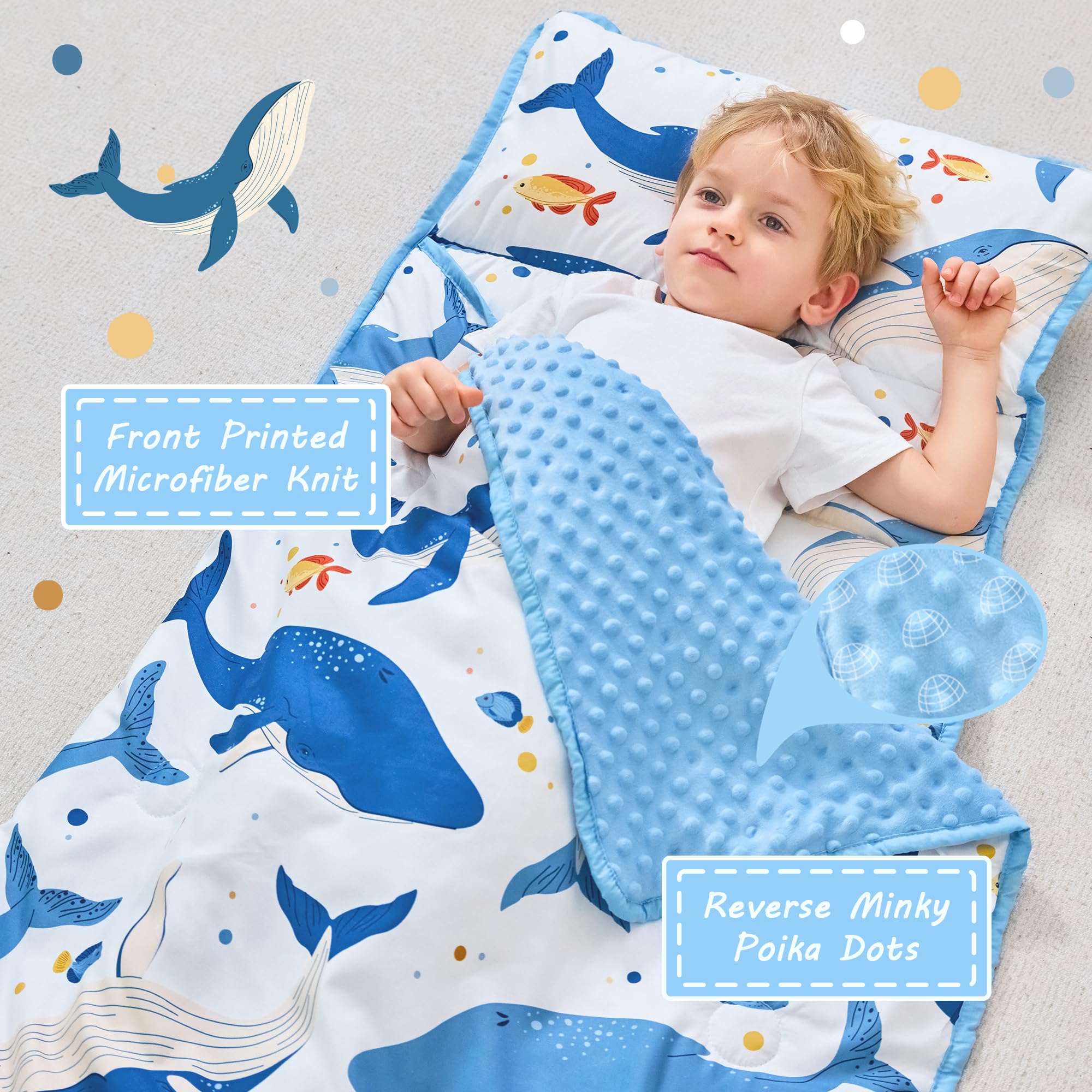 Lasoftan toddler nap mat with pillow included for comfortable preschool naps.