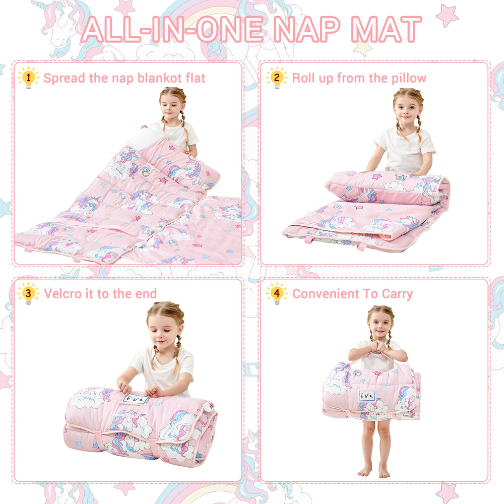 Lasoftan nap mat rolled design for easy travel and storage.