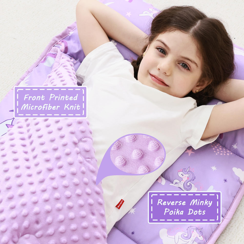 lasoftan toddler nap mat unicorn-pattern highlights playful unicorn design for kid-friendly rest