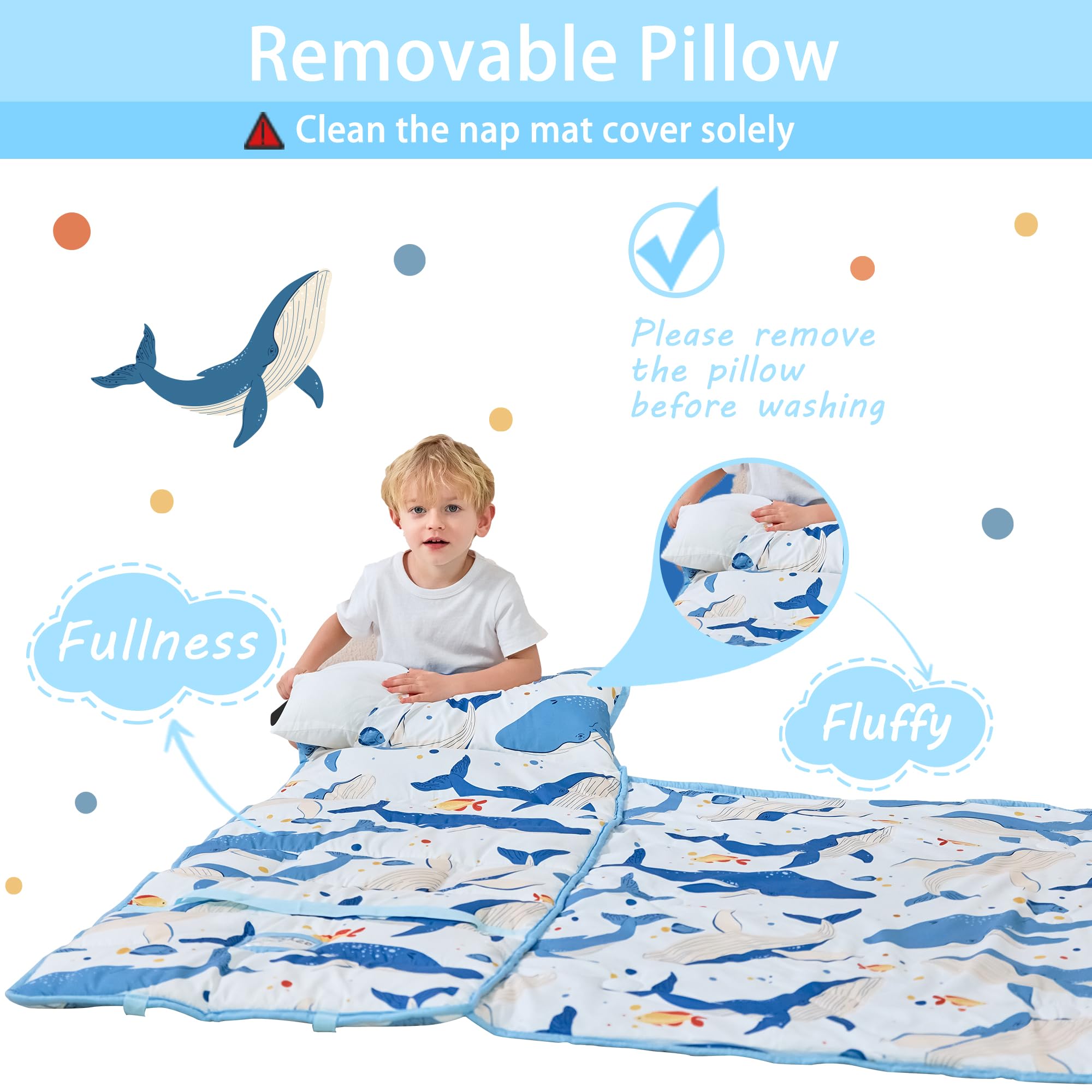 Lasoftan travel-friendly nap mat rolled compactly for on-the-go use.