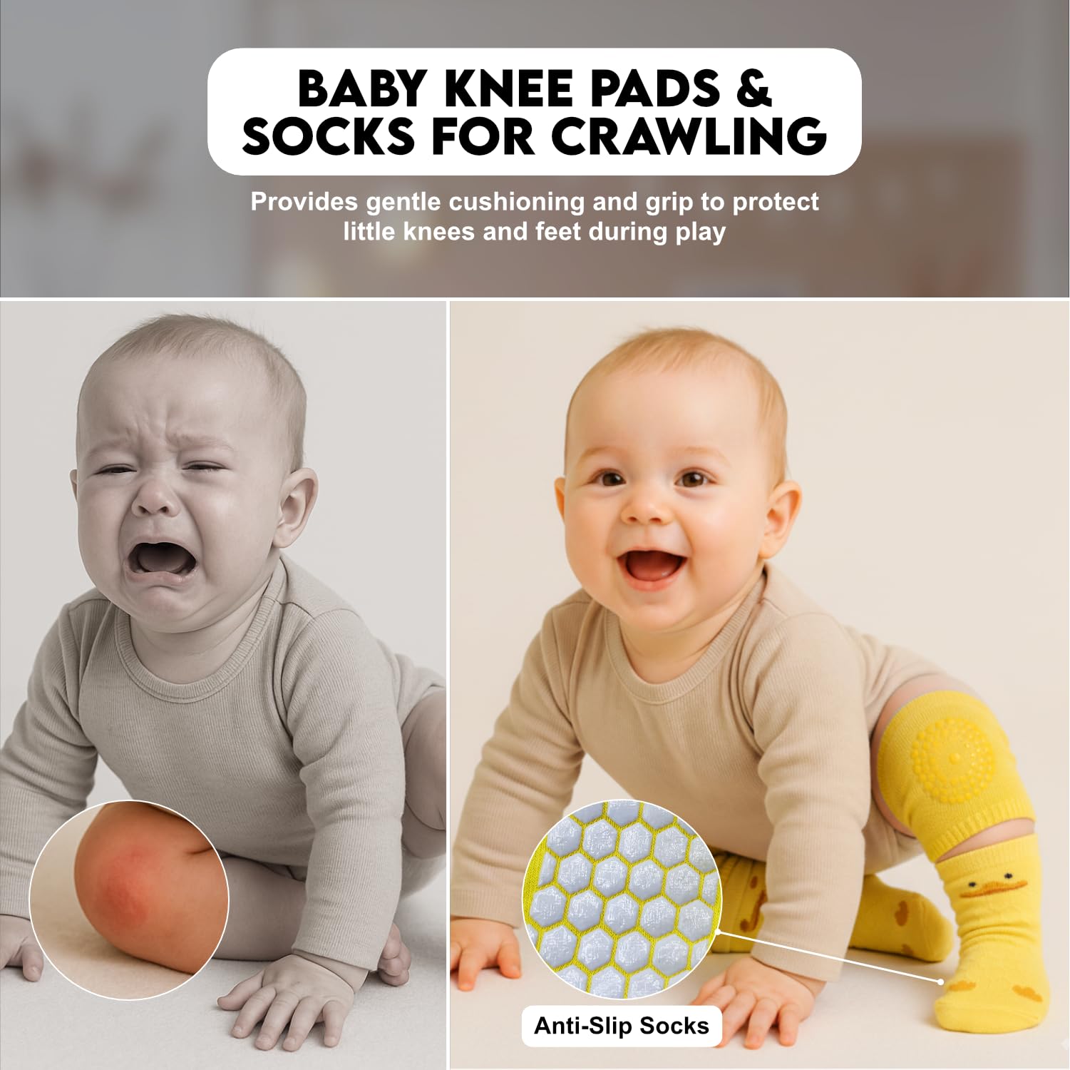 LaSognna adjustable shoulder and chest straps secure the head protector as your baby grows.