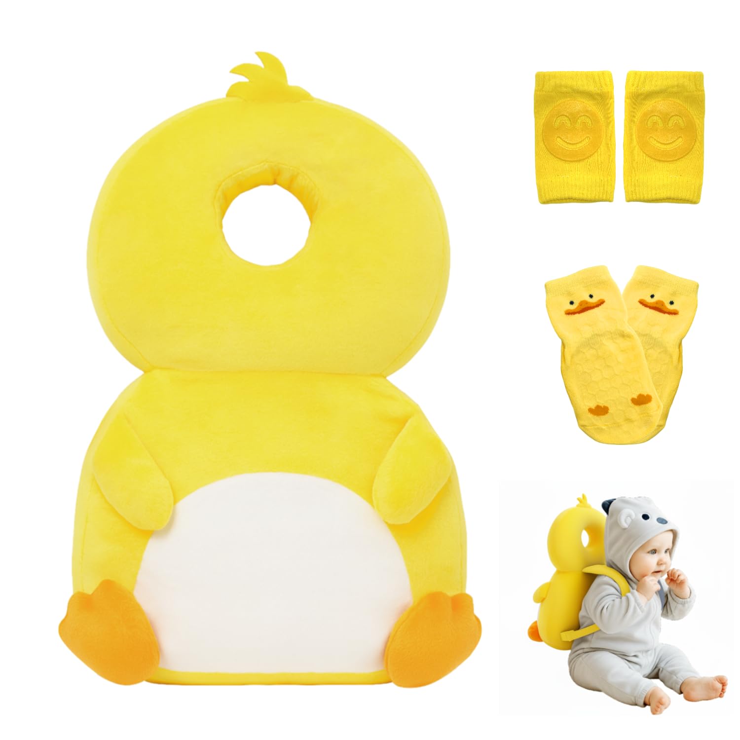 LaSognna baby head protector backpack pillow provides gentle head protection during play.