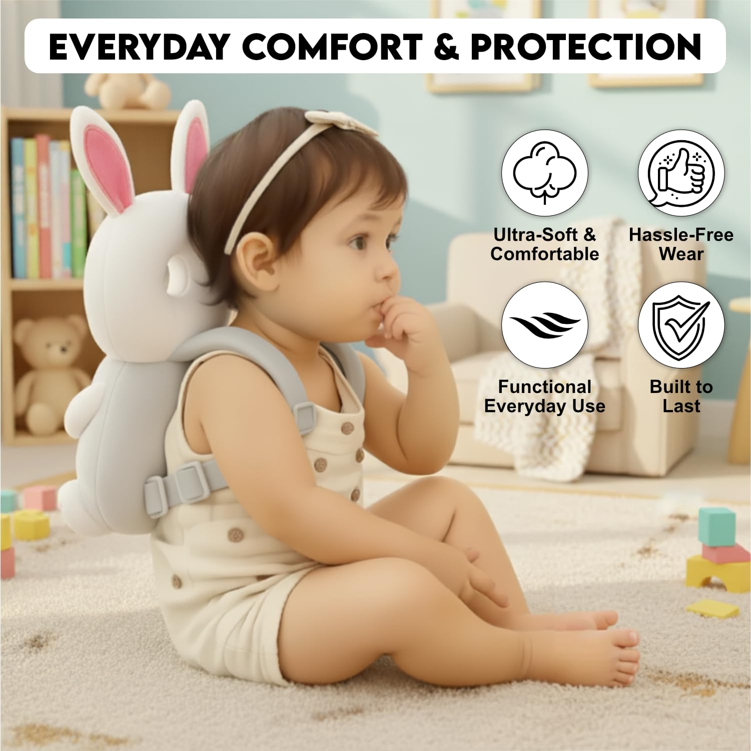 LaSognna knee pads cushion knees during first crawls.