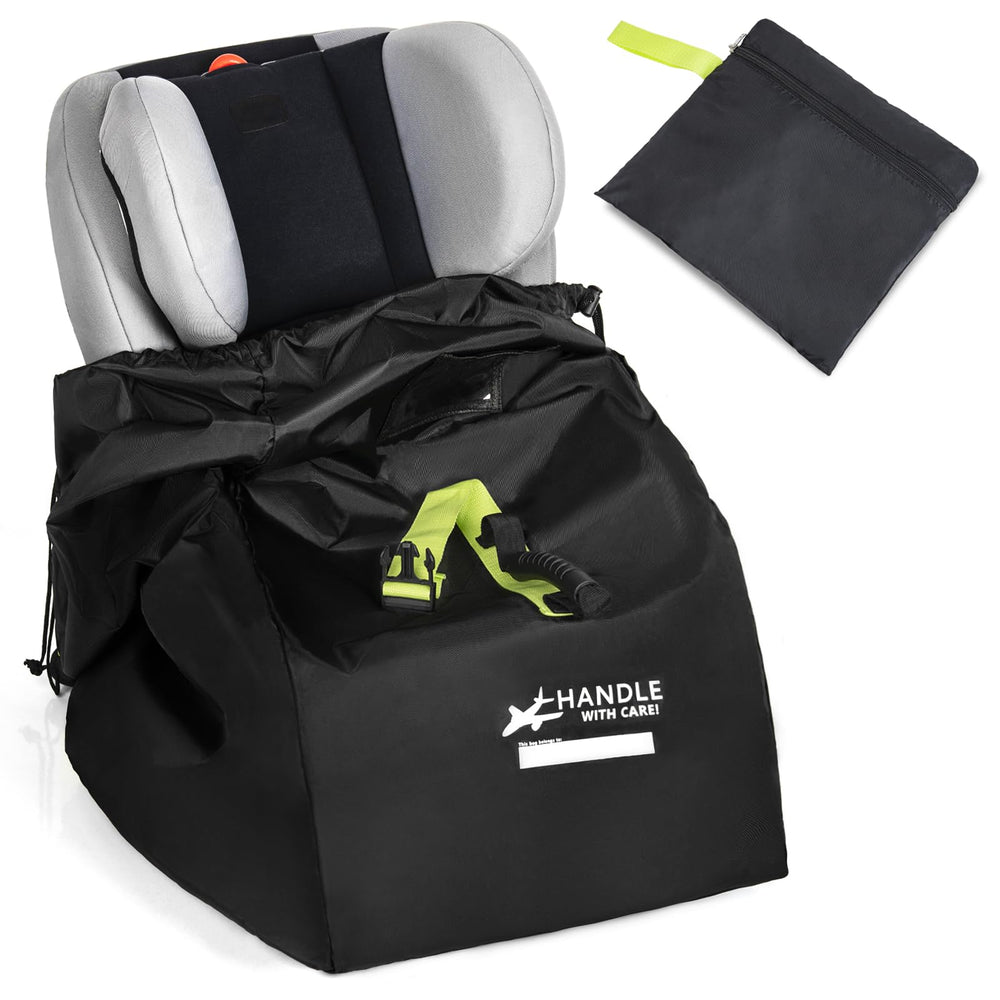 LASUK car seat travel bag with padded shoulder straps for easy airport carrying