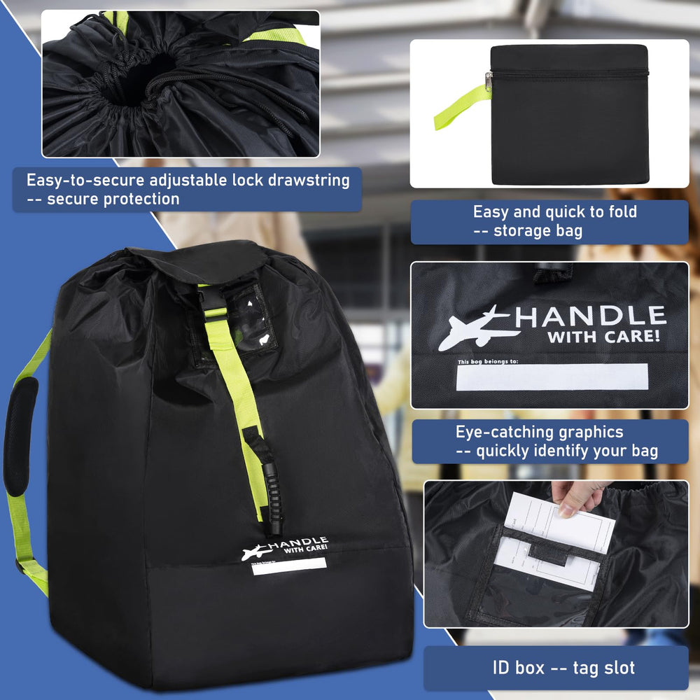 LASUK car seat travel bag features a tag slot for gate inspection