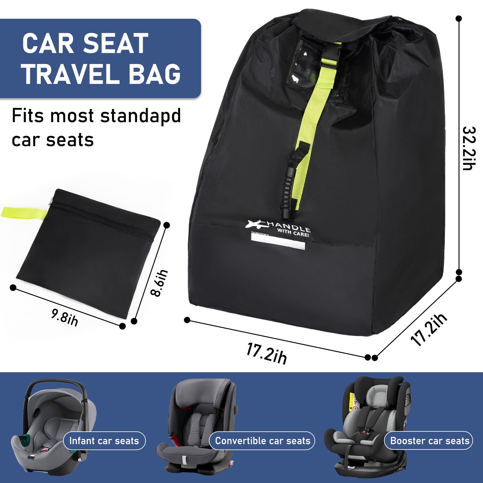 LASUK car seat travel bag uses tear resistant nylon for long lasting protection