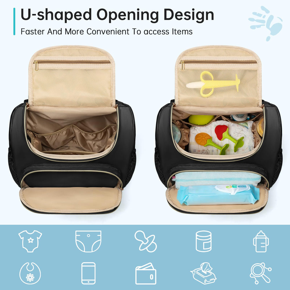 LASUK diaper backpack durable shoulder straps provide comfortable carrying on busy days.