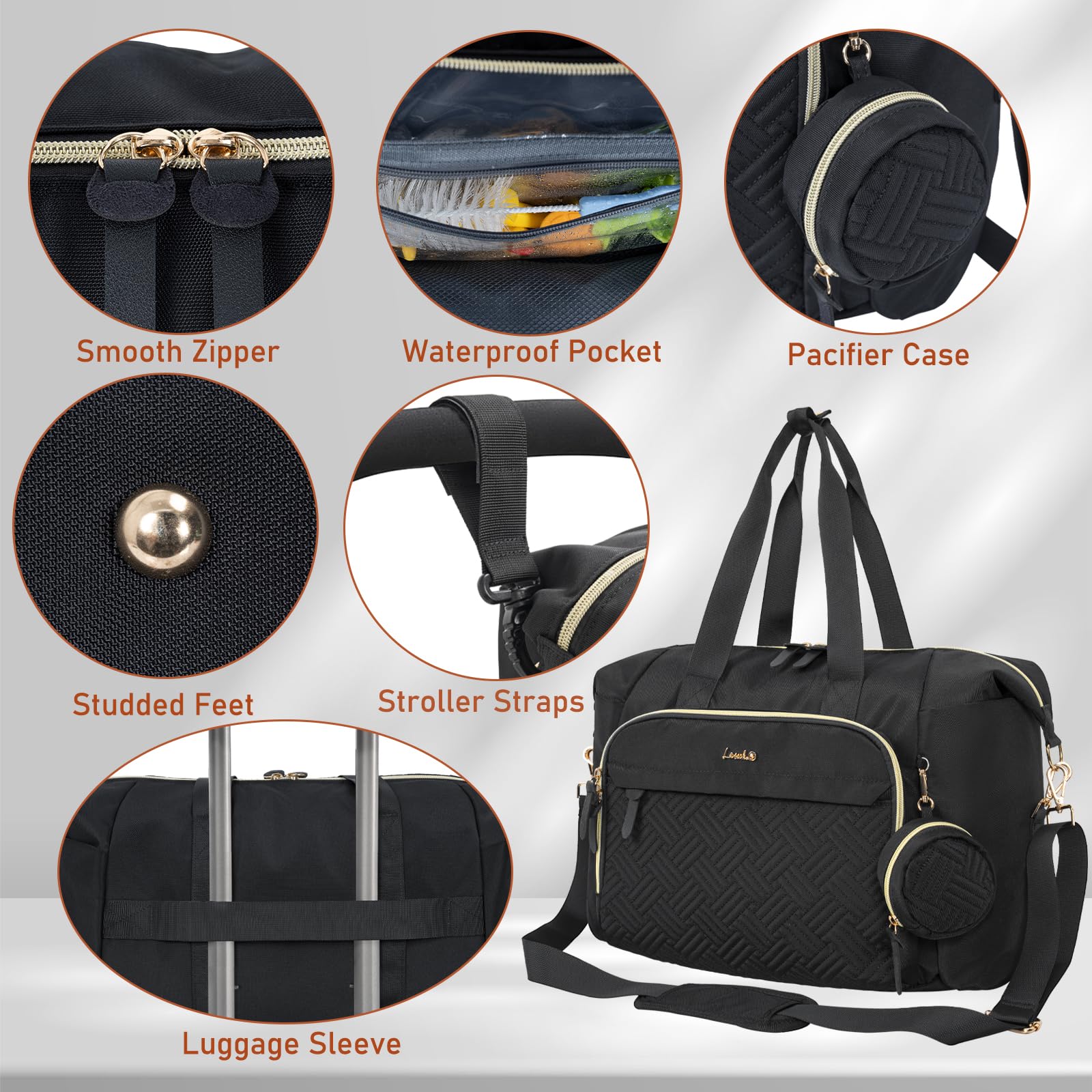 LASUK shoulder strap provides comfortable crossbody wear for busy parents.