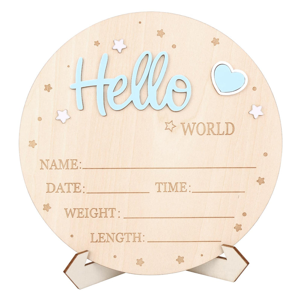 Lasuroa baby announcement board hello world sign for newborn photos and nursery decor.