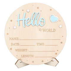 Lasuroa baby announcement board hello world sign for newborn photos and nursery decor.