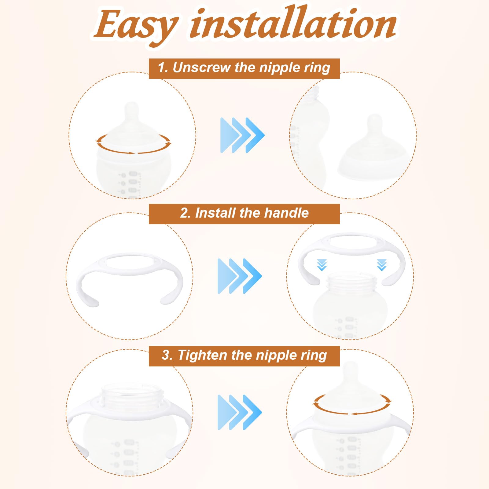 lasuroa baby bottle handles white color offers clean, minimalist look during feeding.
