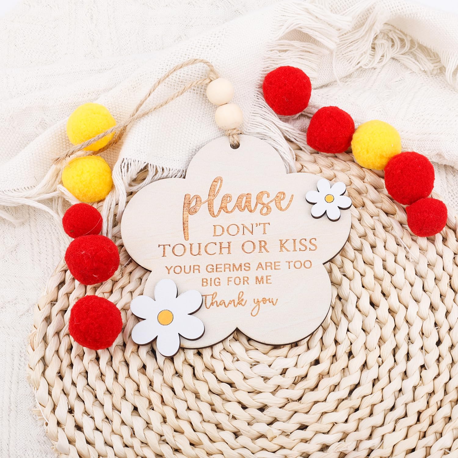 Lasuroa please do not touch baby sign wooden stroller tag for quick attachment