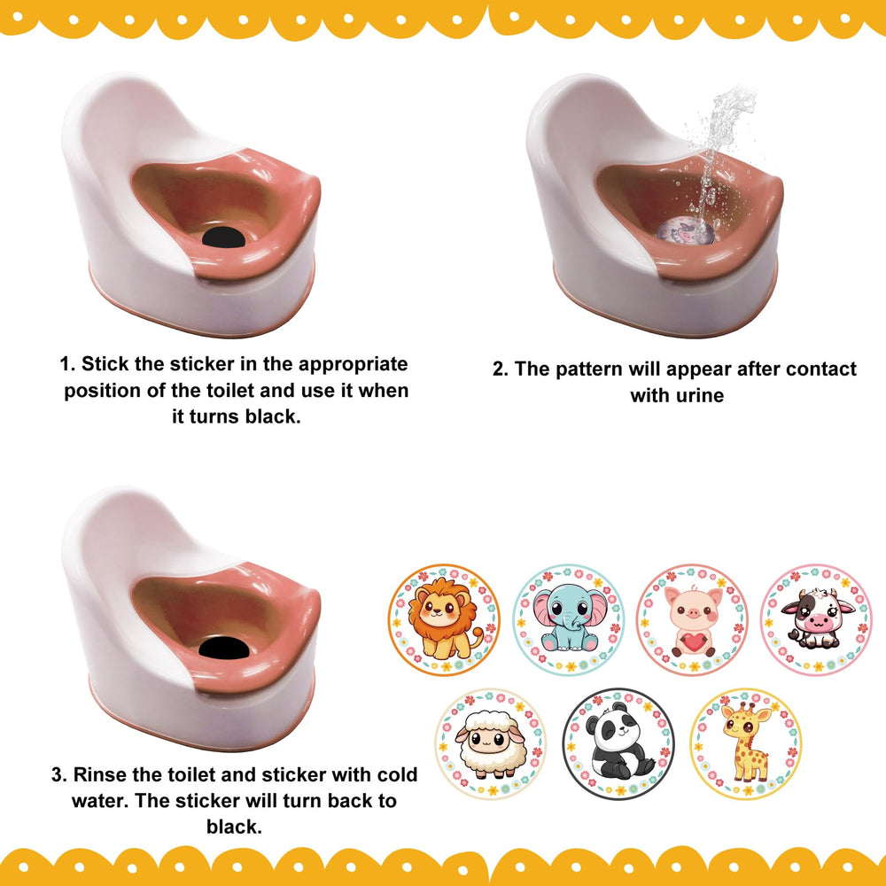 lasuroa potty stickers 7cm diameter visible on seat for training