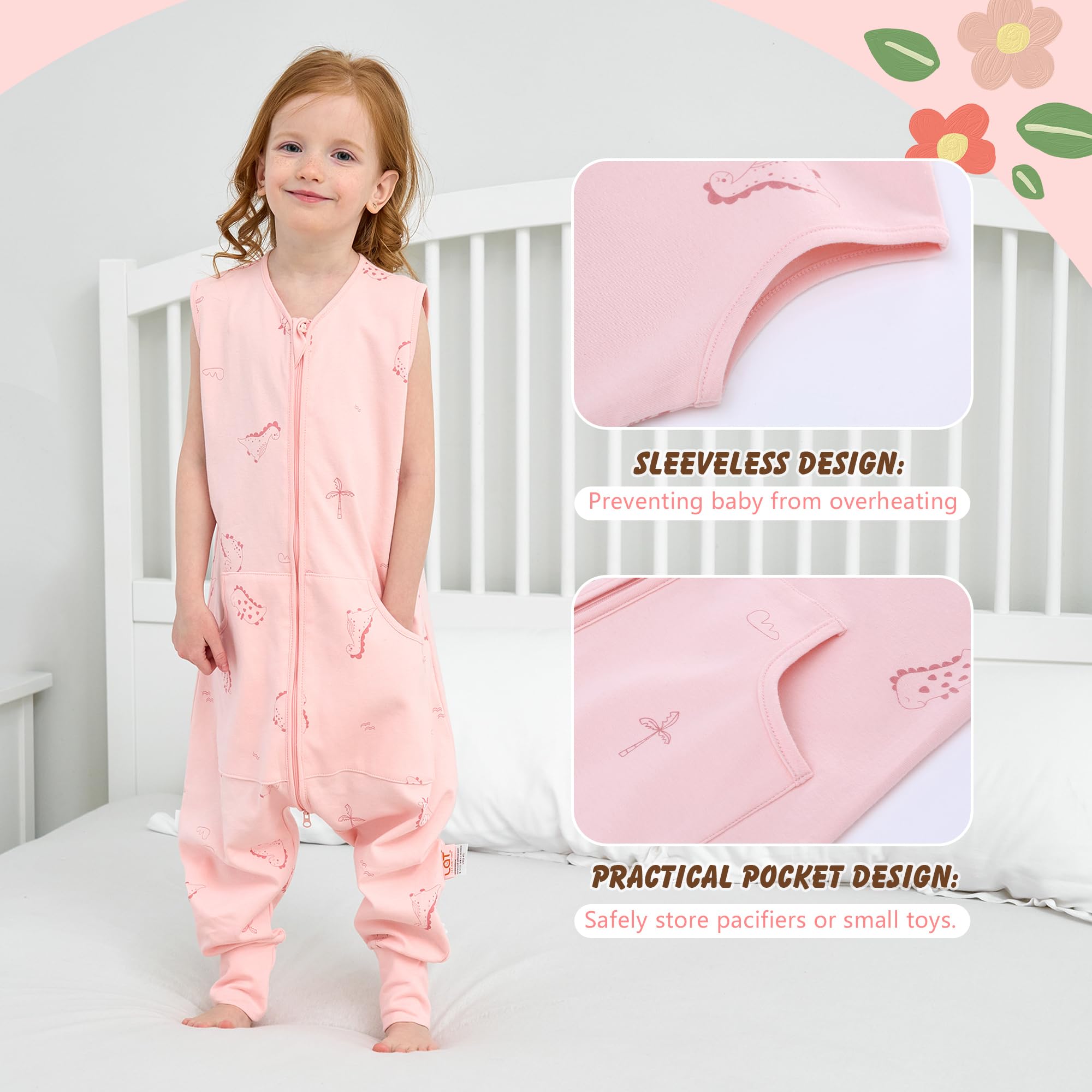 LAT LEE AND TOWN pink sleeveless sleep sack pockets keep tiny essentials handy.