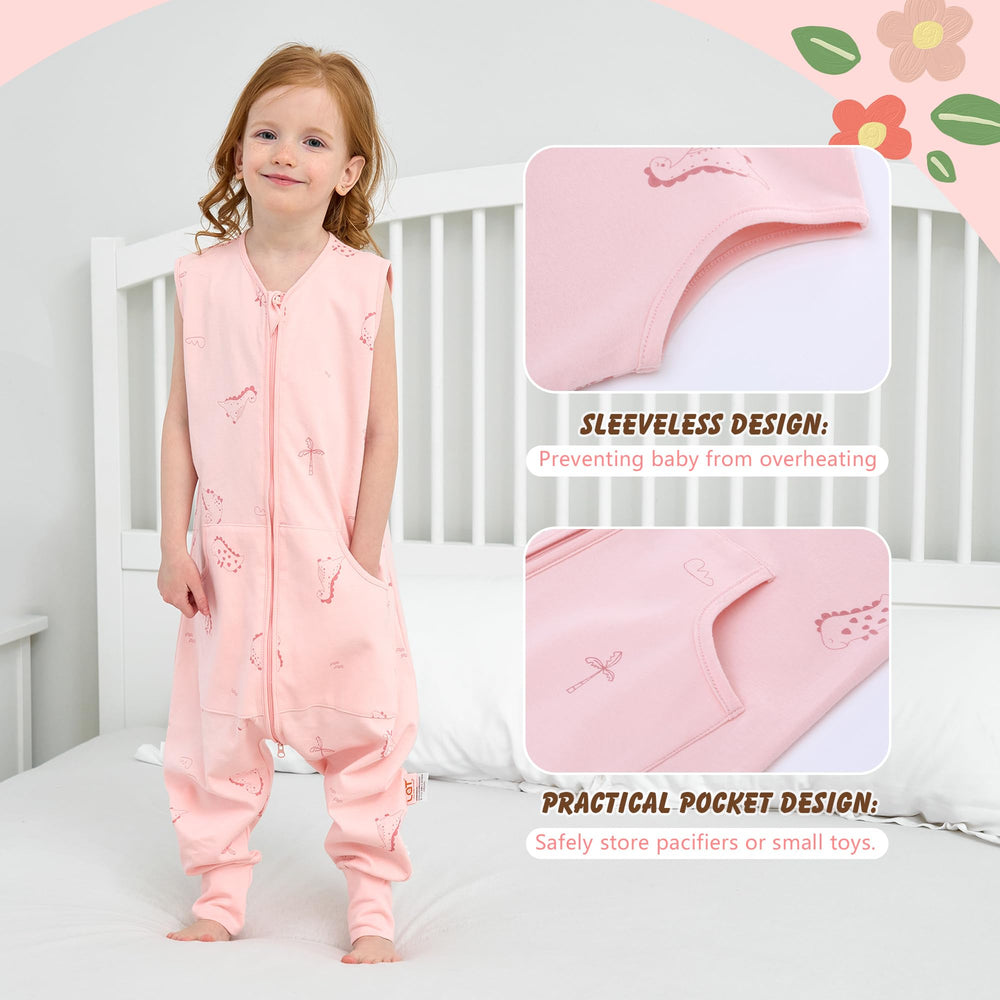 LAT LEE AND TOWN pink sleeveless sleep sack pockets keep tiny essentials handy.