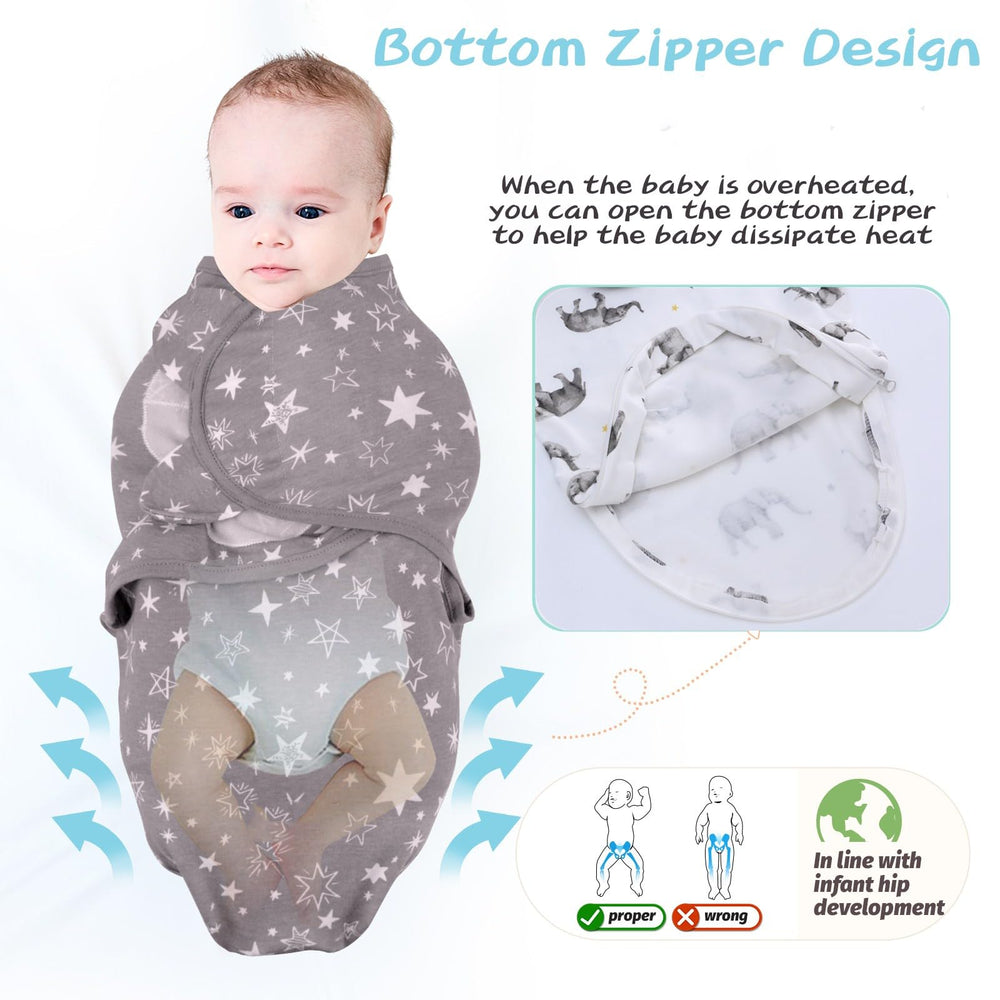 LAT LEE AND TOWN 3-pack swaddles in colorful patterns for versatility