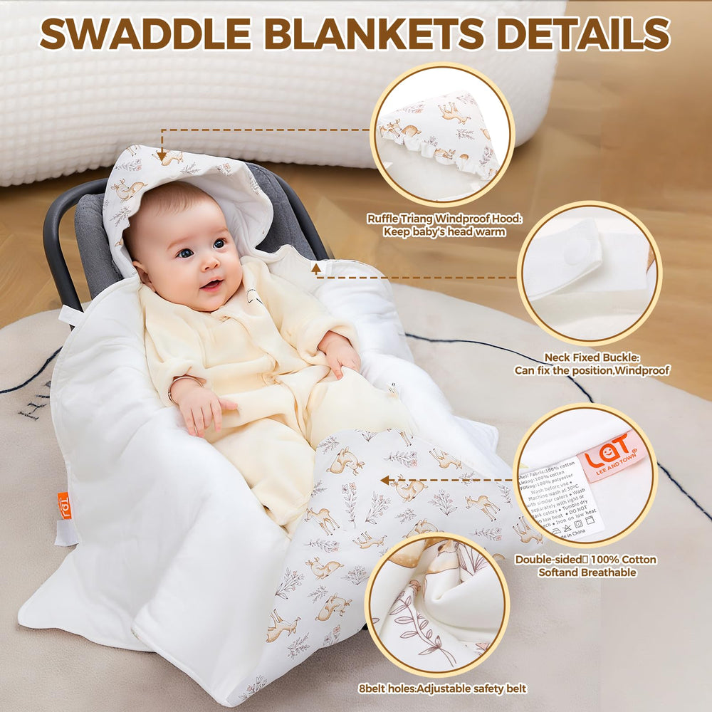 LAT LEE AND TOWN 35x35 swaddle closeup shows generous size for growing babies