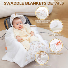 LAT LEE AND TOWN 35x35 swaddle closeup shows generous size for growing babies