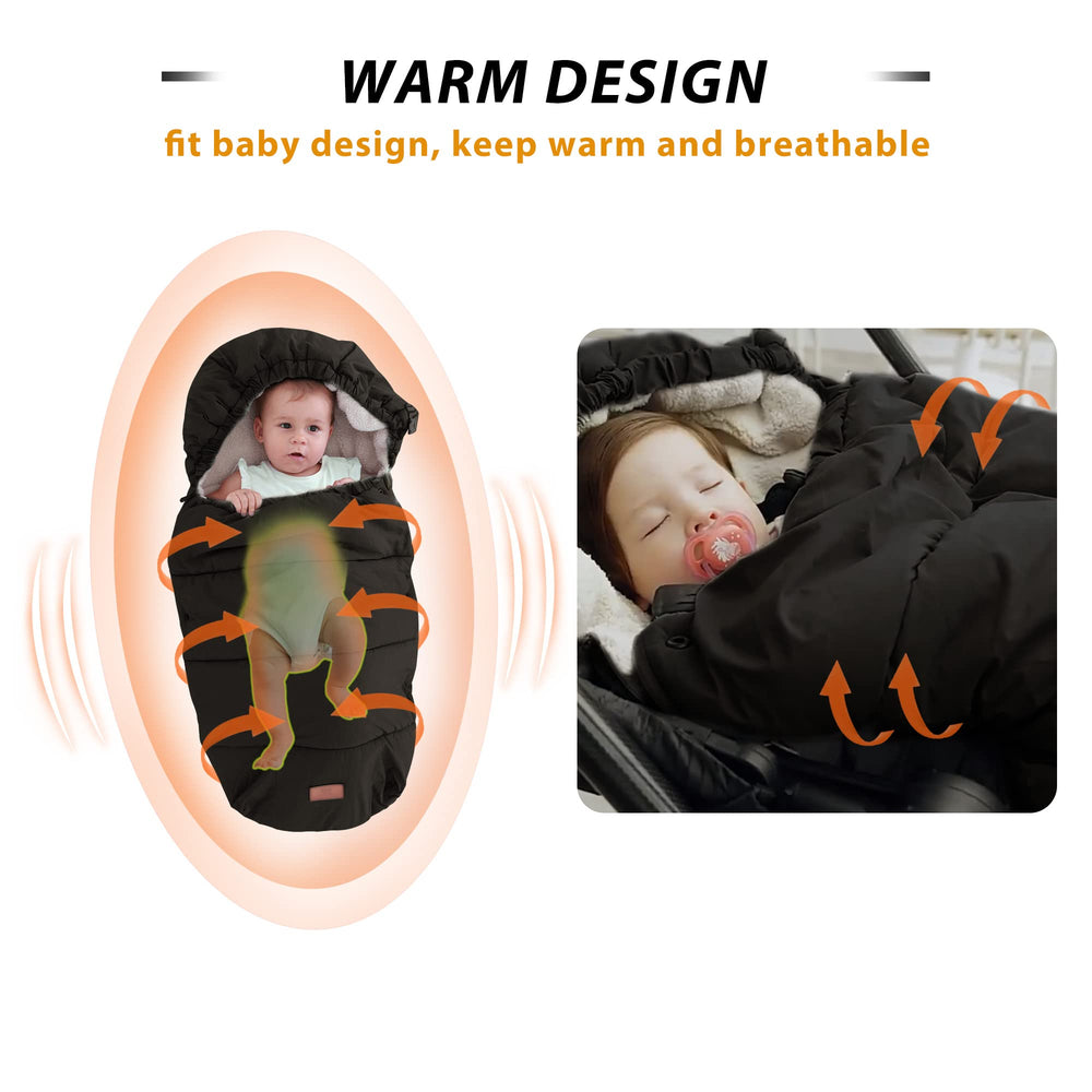 LAT Baby Warm Bunting Bag anti-slip back keeps it in place during movement
