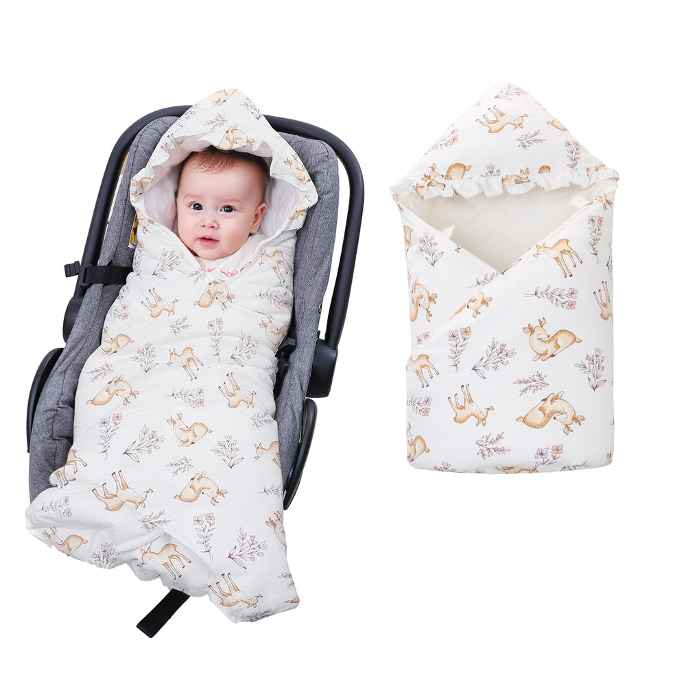 LAT LEE AND TOWN deer-flowers blanket front view for cozy winter outings