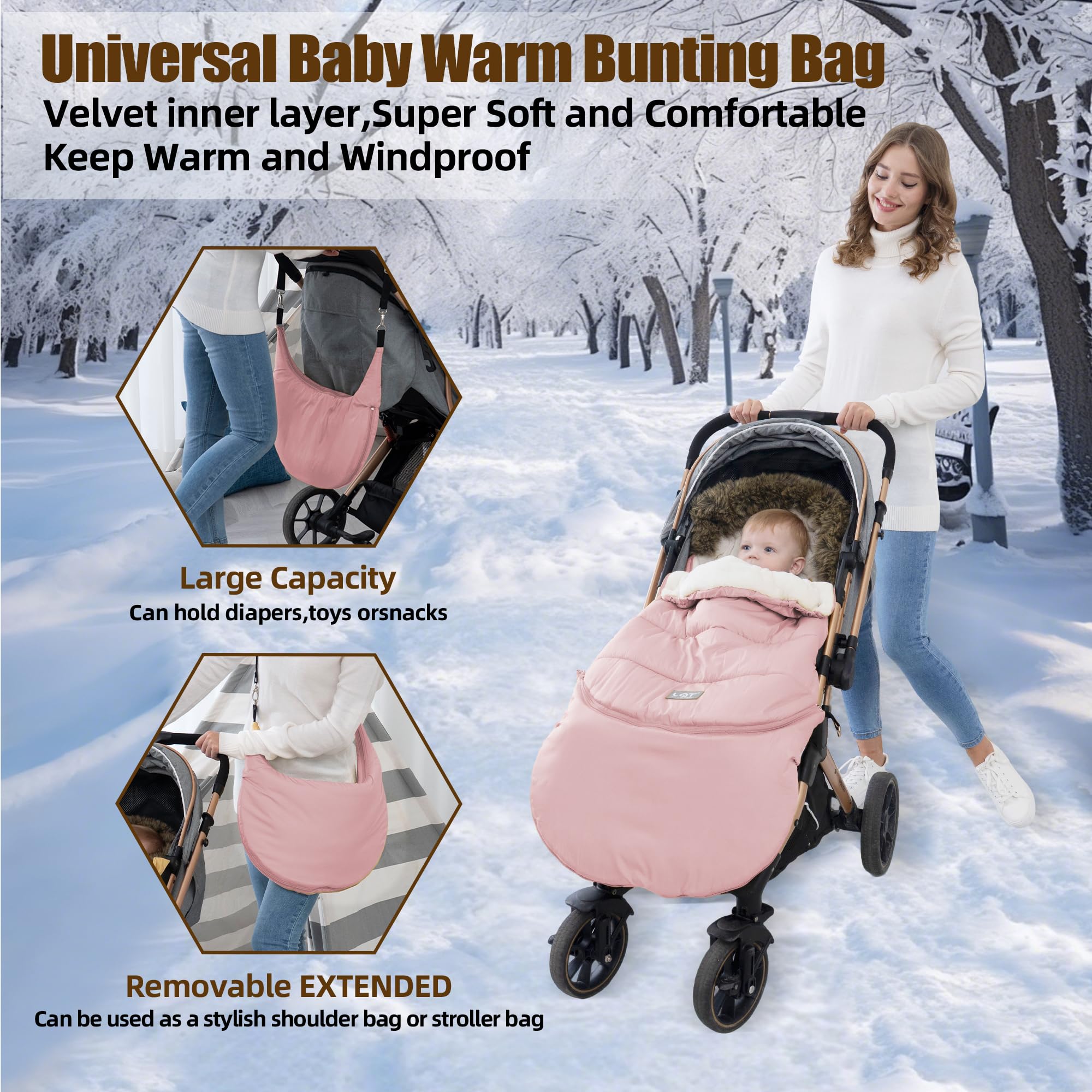 LAT Baby Warm Bunting Bag 5 harness slots fit most belts