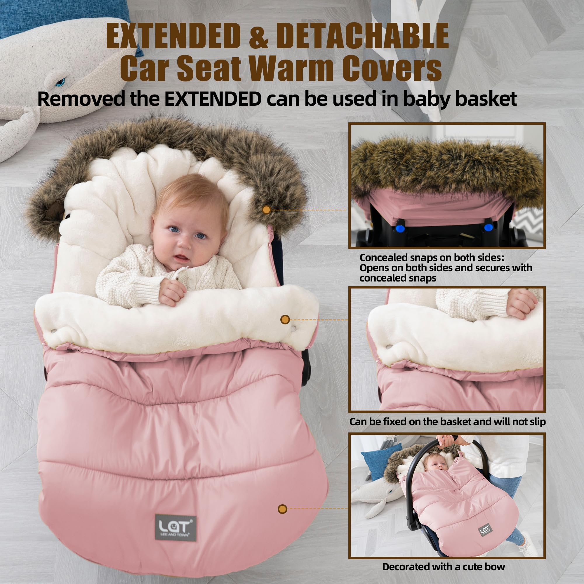 LAT Baby Warm Bunting Bag Anti-slip back stays in place during movement