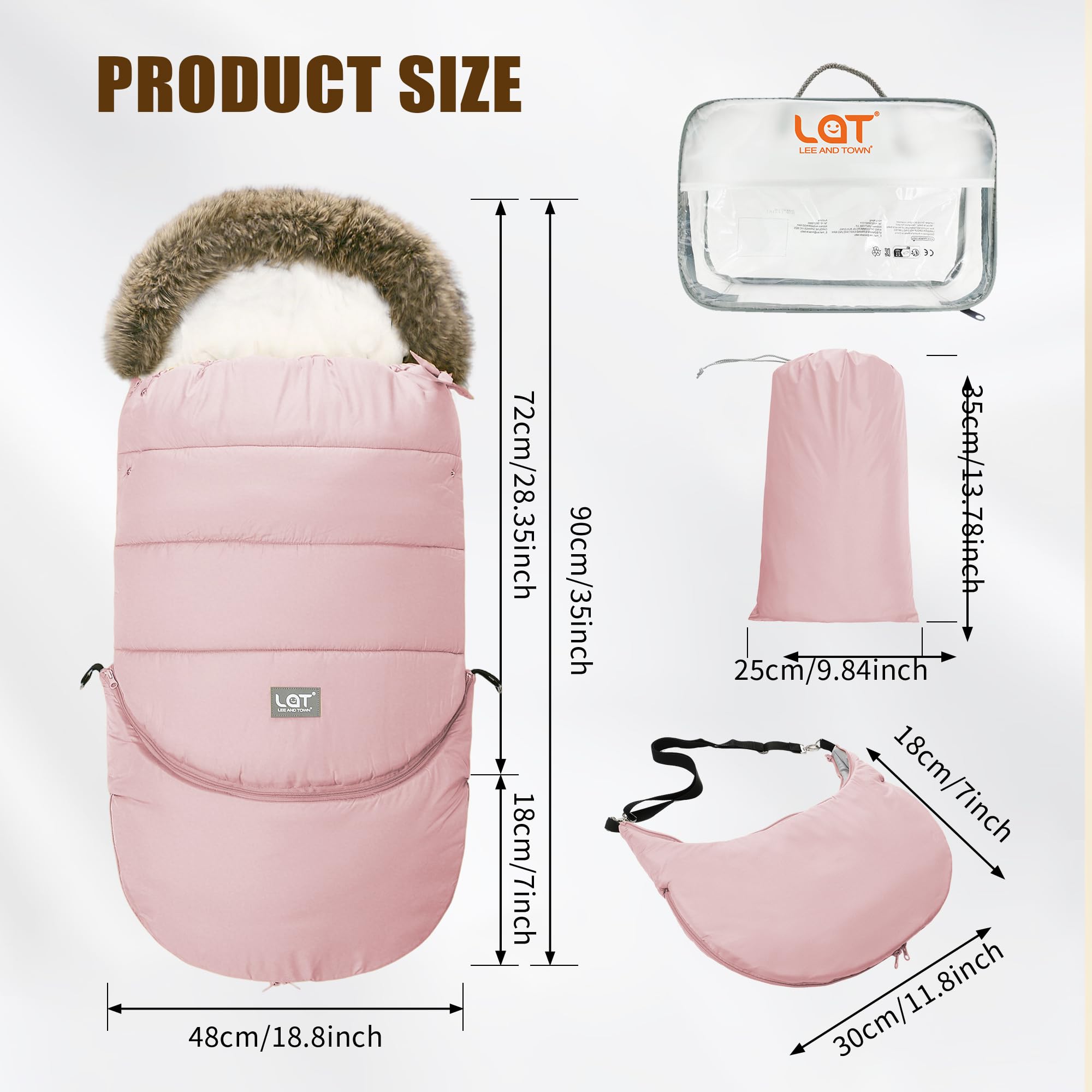 LAT Baby Warm Bunting Bag Basic fit 105x43cm secures most strollers