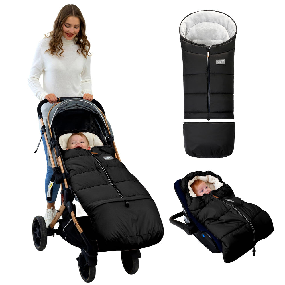 LAT Baby Warm Bunting Bag Basic Black universal stroller fit for cold days