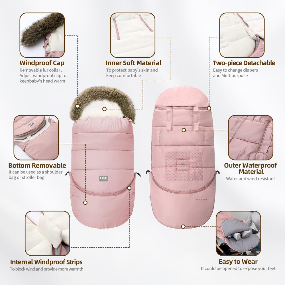 LAT Baby Warm Bunting Bag Detachable tail doubles as storage