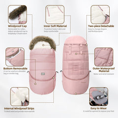 LAT Baby Warm Bunting Bag Detachable tail doubles as storage