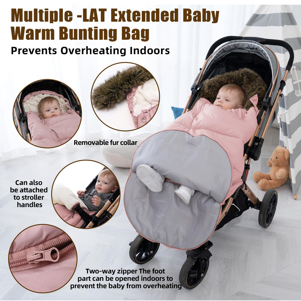 LAT Baby Warm Bunting Bag Hood and drawstring for extra warmth