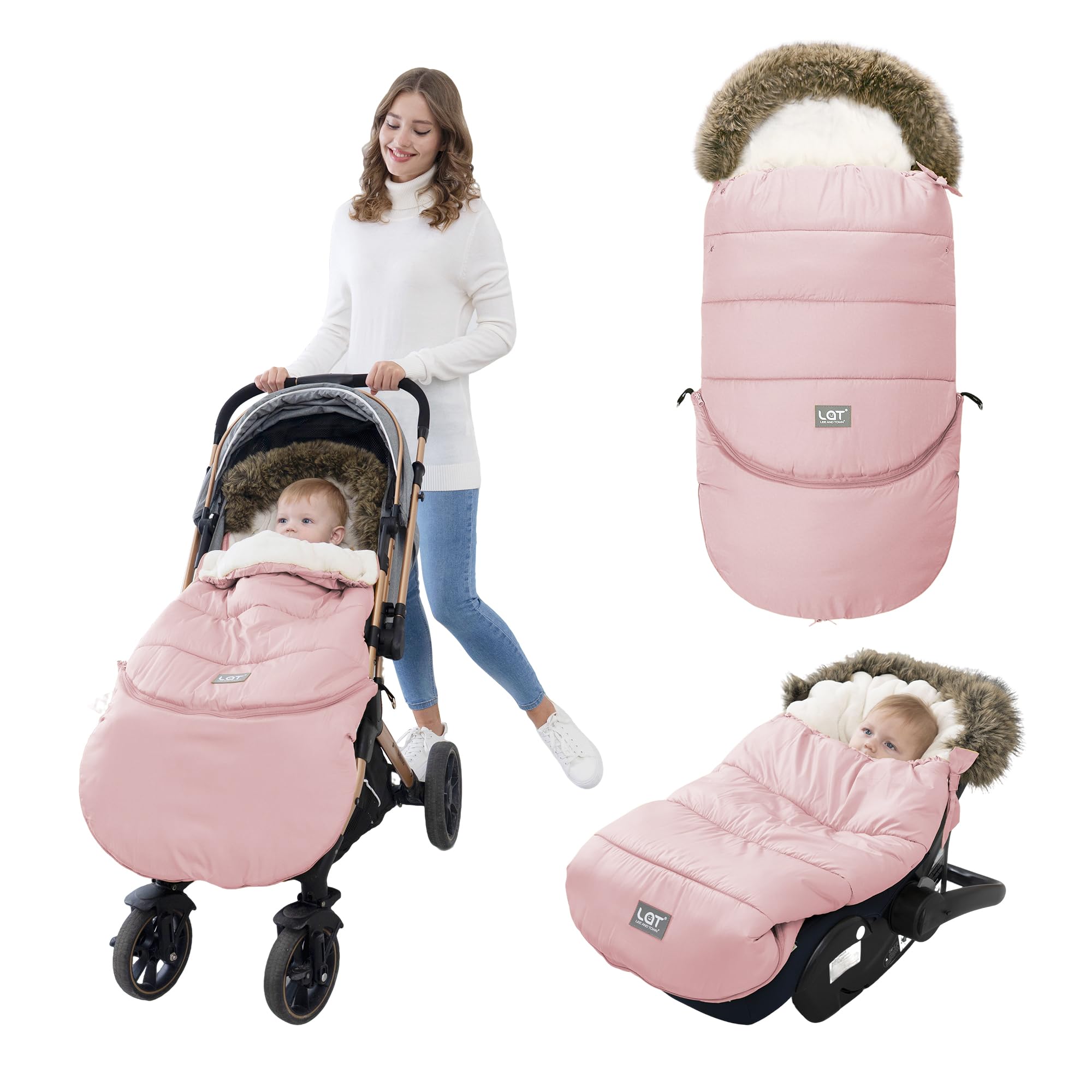 LAT Baby Warm Bunting Bag Oval Pink; cozy stroller comfort for outings
