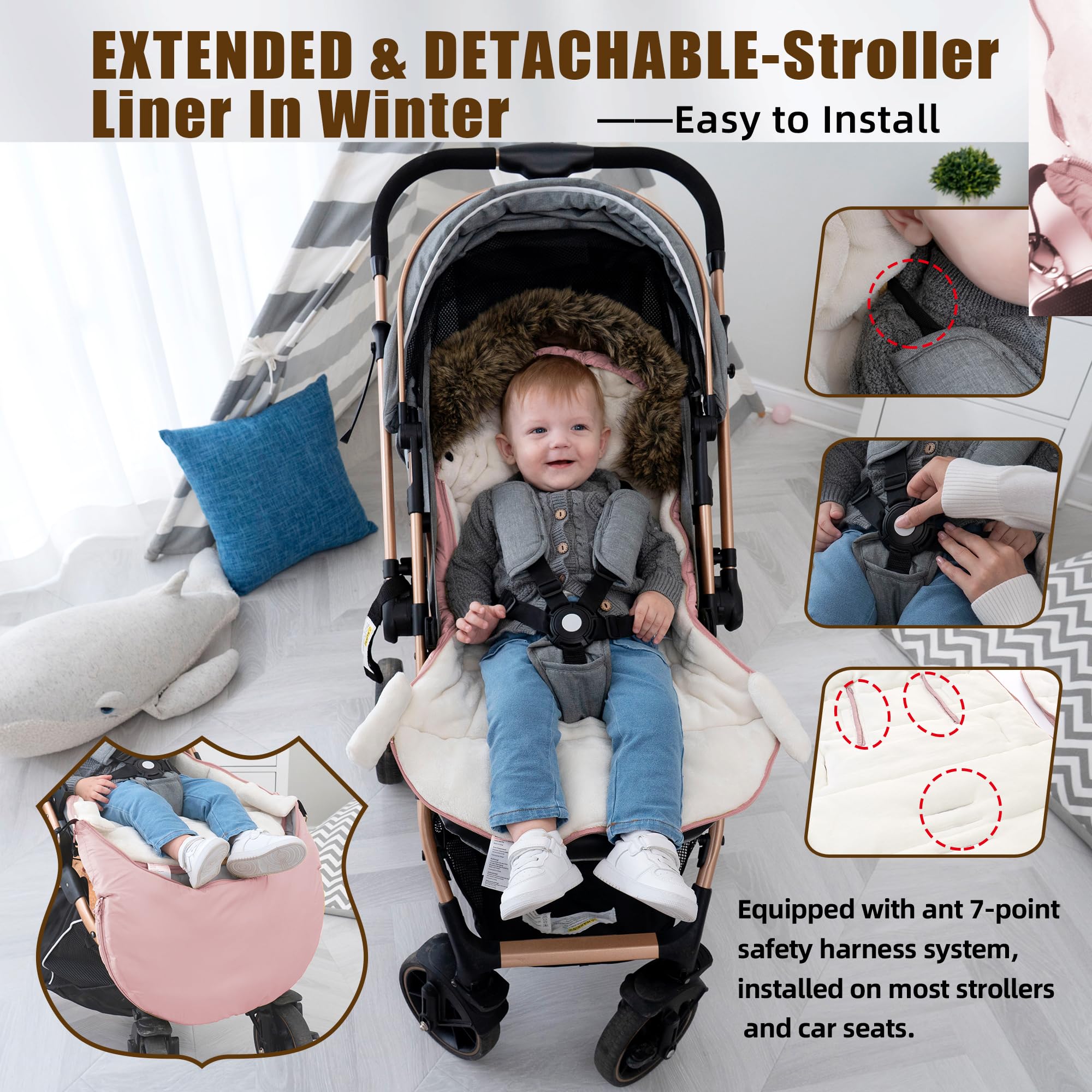 LAT Baby Warm Bunting Bag Waterproof outer layer for varied weather