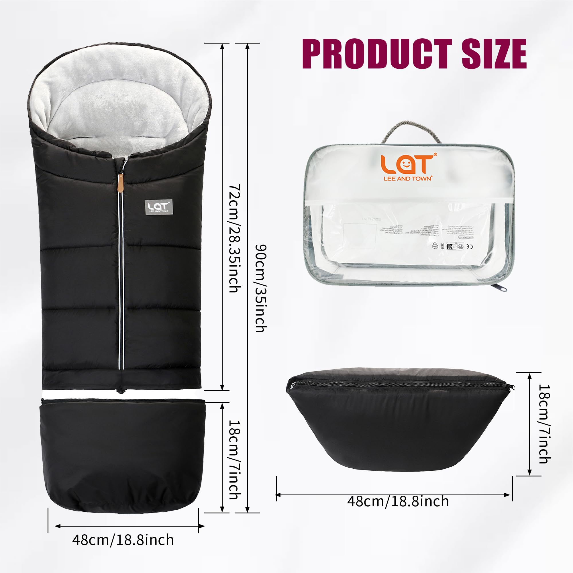 LAT Baby Warm Bunting Bag Tail Detachable shows detachable tail doubles as storage bag