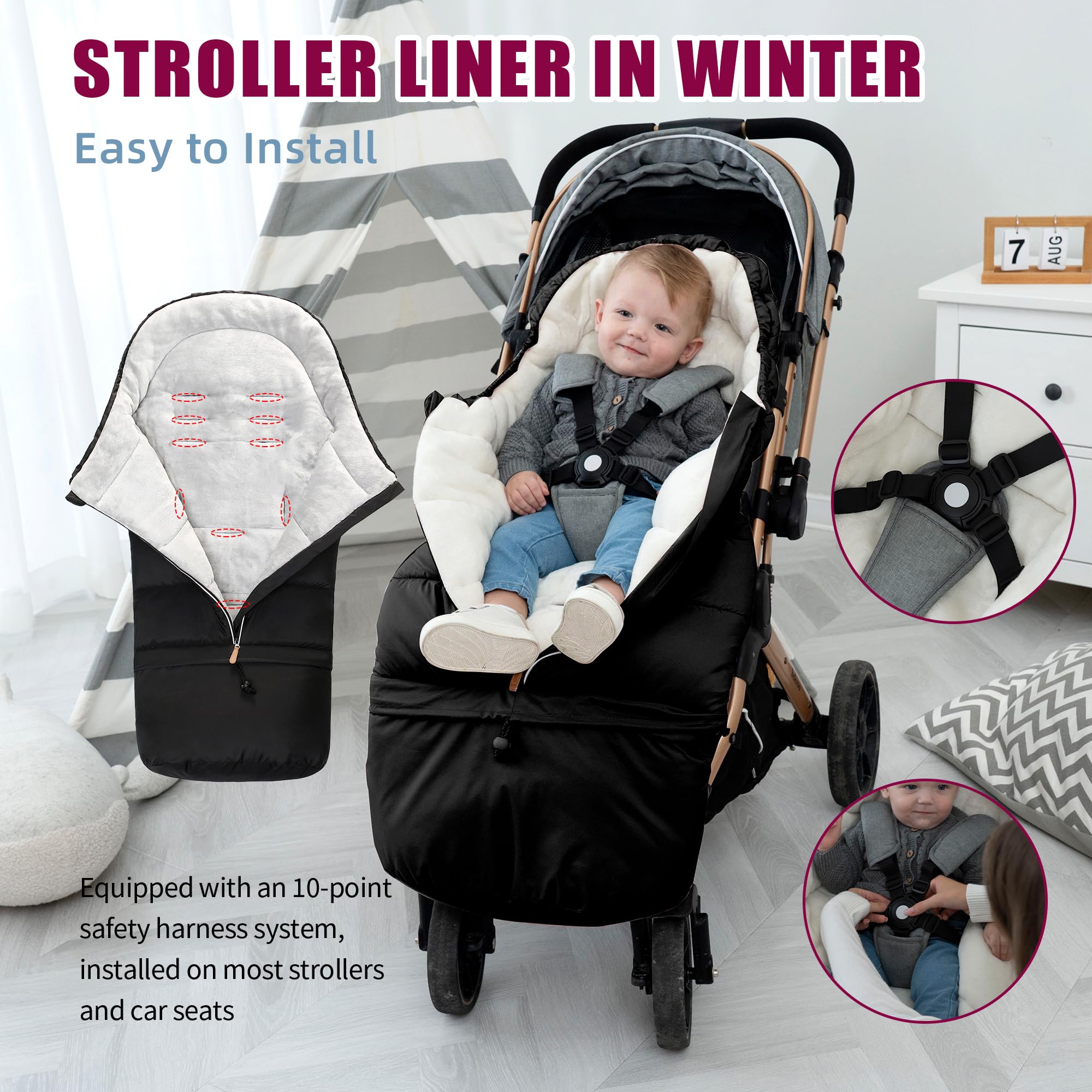 LAT Baby Warm Bunting Bag Zippers Easy In Out enables quick diaper changes