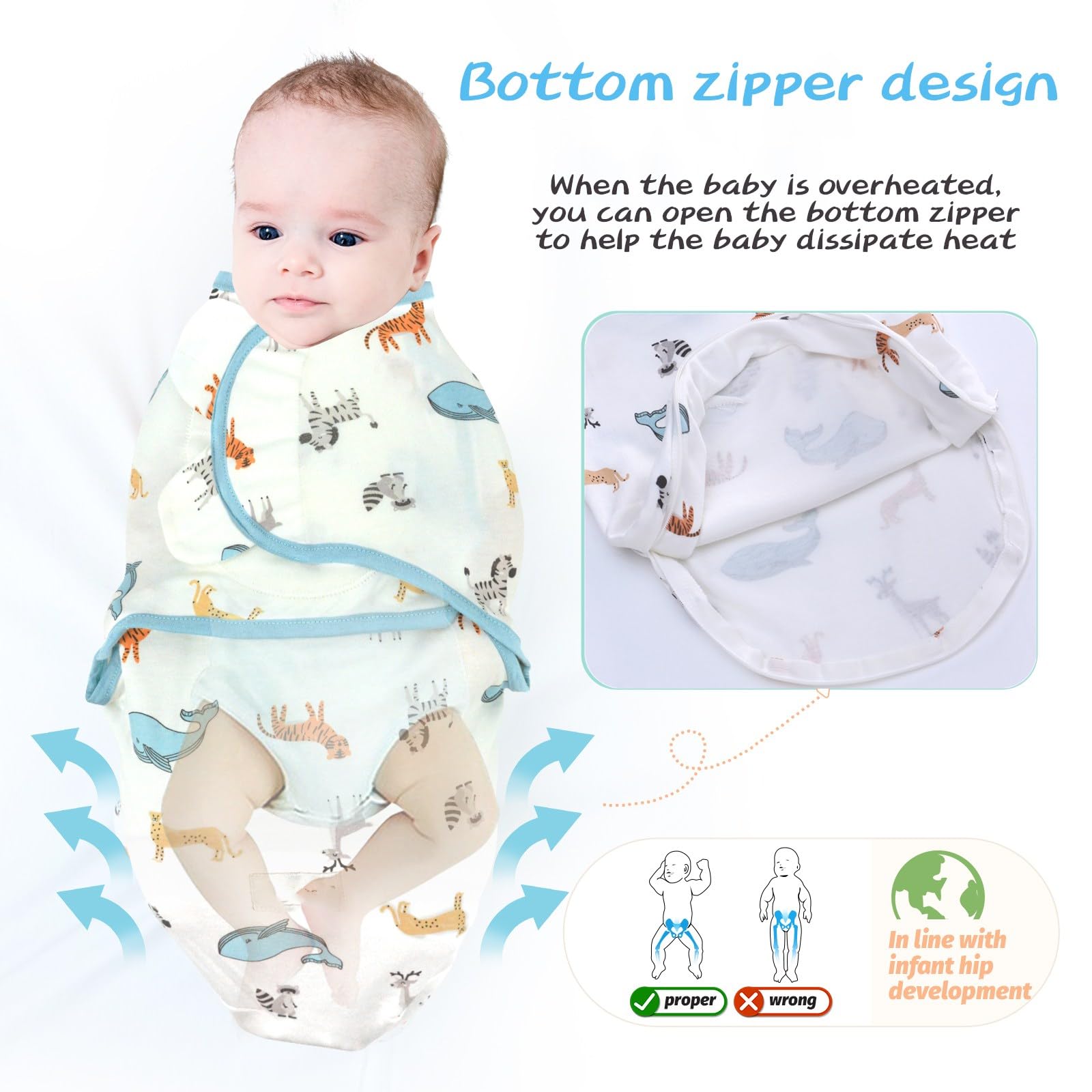 LAT LEE AND TOWN adjustable wings with hook-and-loop for secure fit