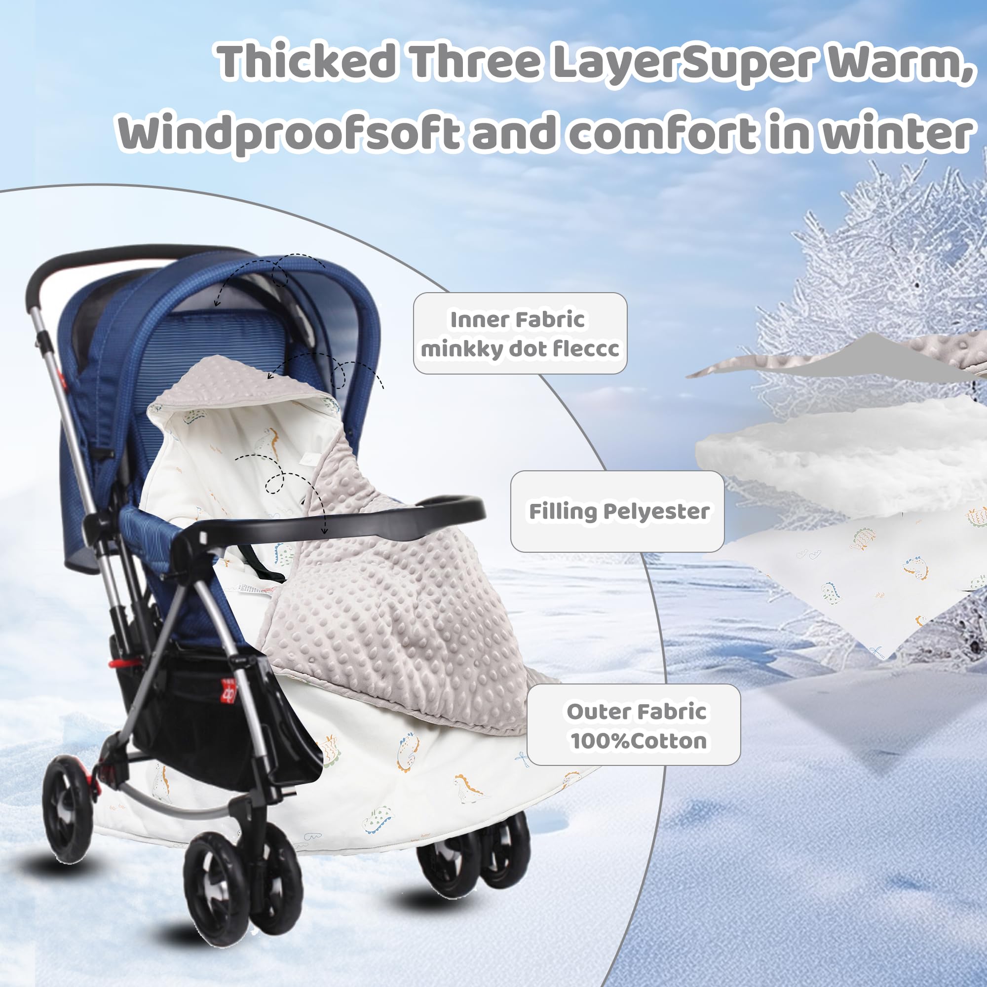 LAT LEE AND TOWN winter car seat blanket 35x35 inches demonstrates universal size