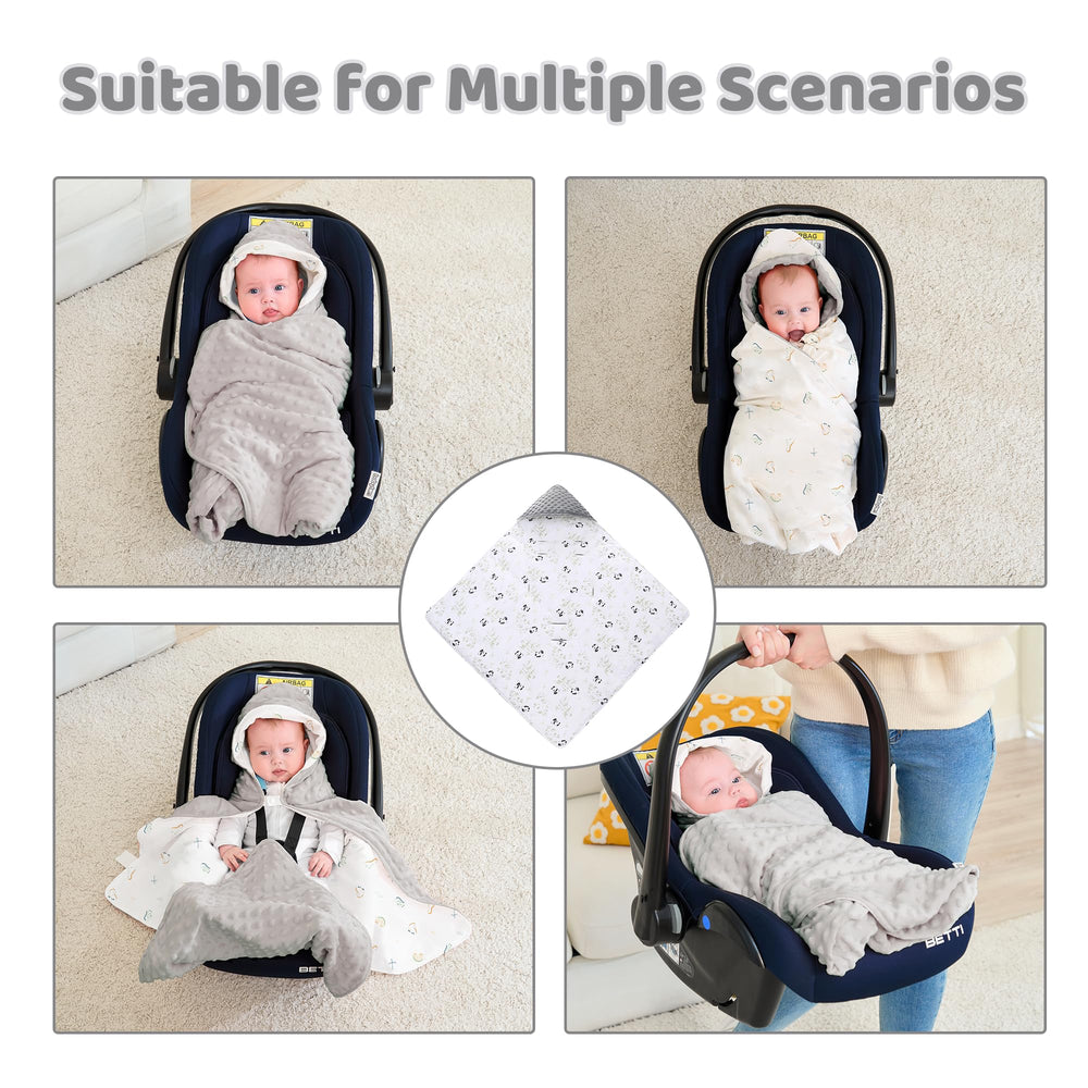 LAT LEE AND TOWN winter car seat blanket dinosaur-gray outer for cozy warmth