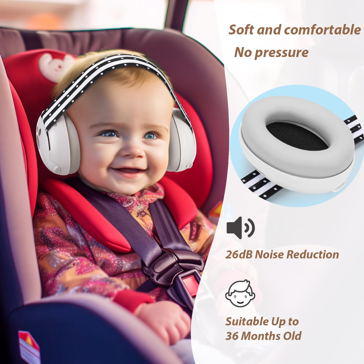 Laudexua noise-cancelling headphones for babies lowers ambient noise levels.
