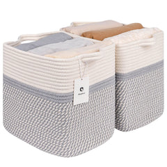 Laughbird basket medium handle white-gray for organized living room storage.