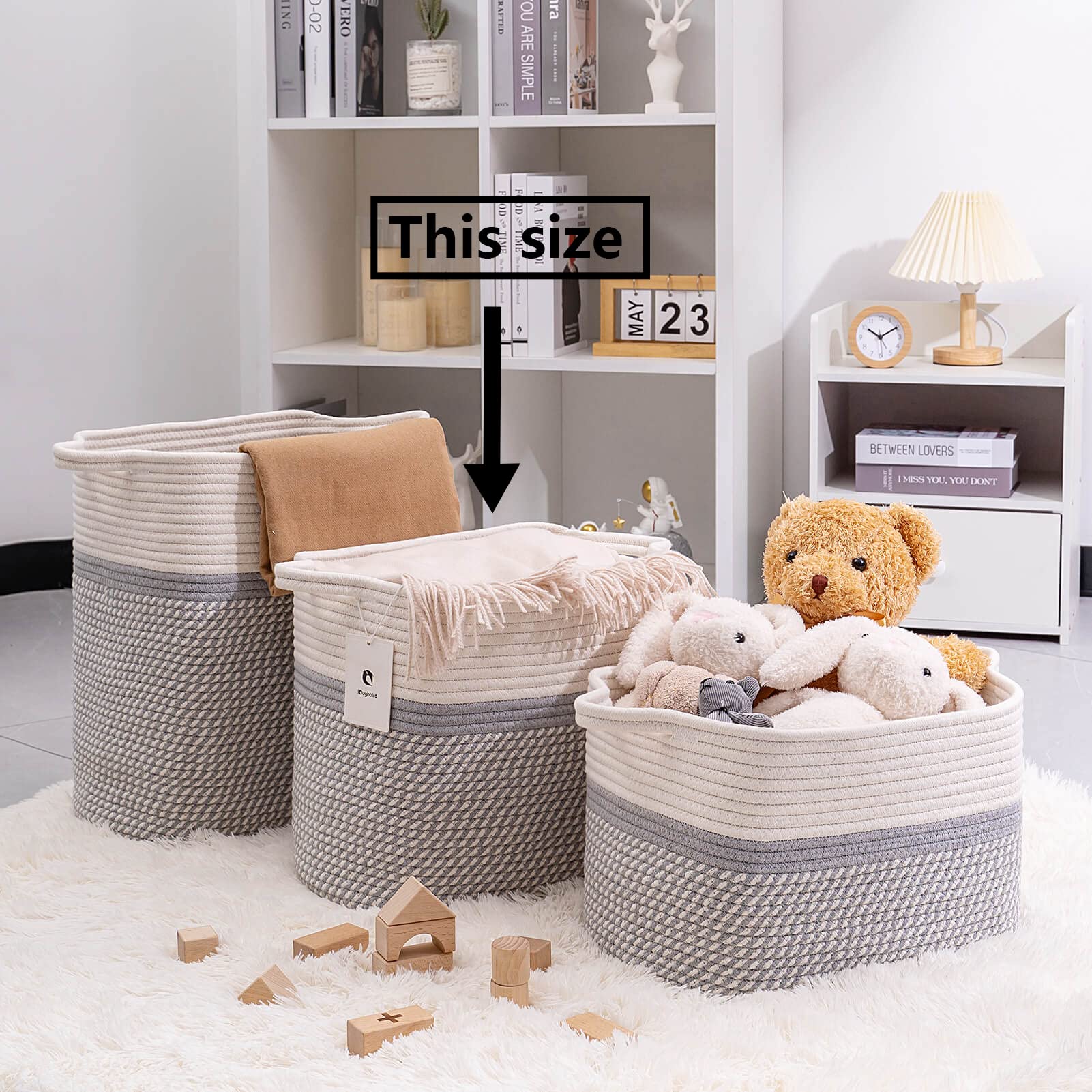 Laughbird two-pack display demonstrates versatile sizes for toys and fabrics.