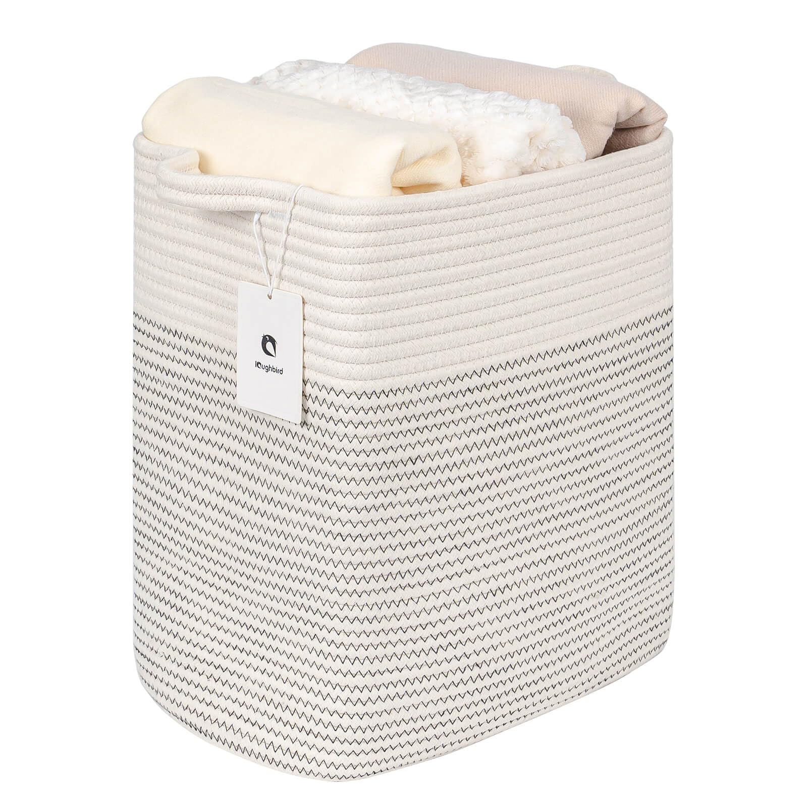 laughbird collapsible basket white black line ideal for closet organization