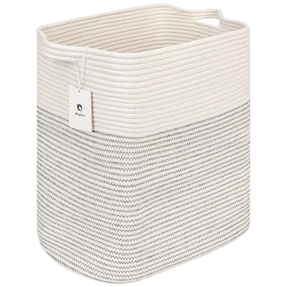 Laughbird tall rectangle profile suggests ample space for bulky linens while maintaining sleek silhouette.