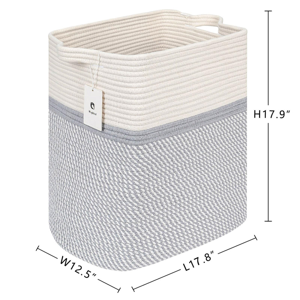 Laughbird storage baskets holding blankets and towels demonstrates versatile home storage.