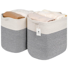 laughbird storage baskets silver gray front view with sturdy handles for easy organization