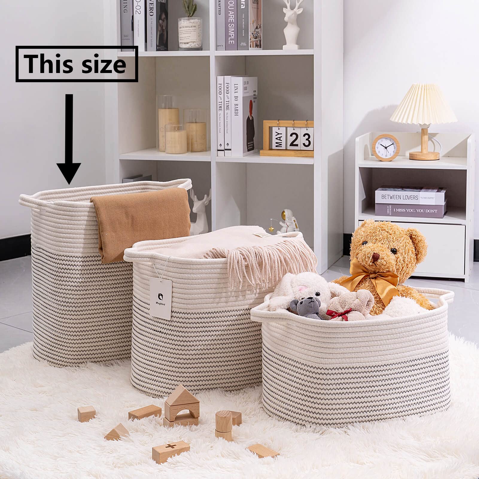 laughbird white black line basket versatile storage for toys and fabrics